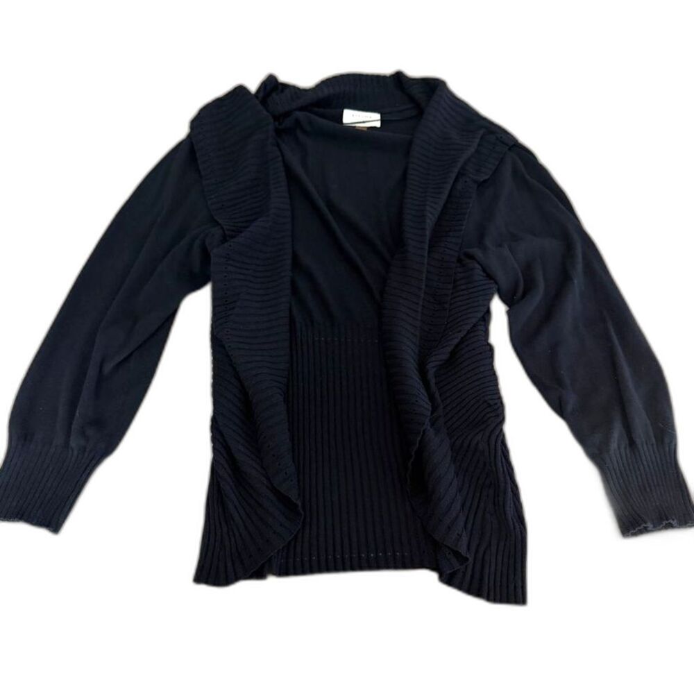 Sonoma Woman 2X Black Ribbed Waterfall Open Front Cardigan Sweater Plus Size